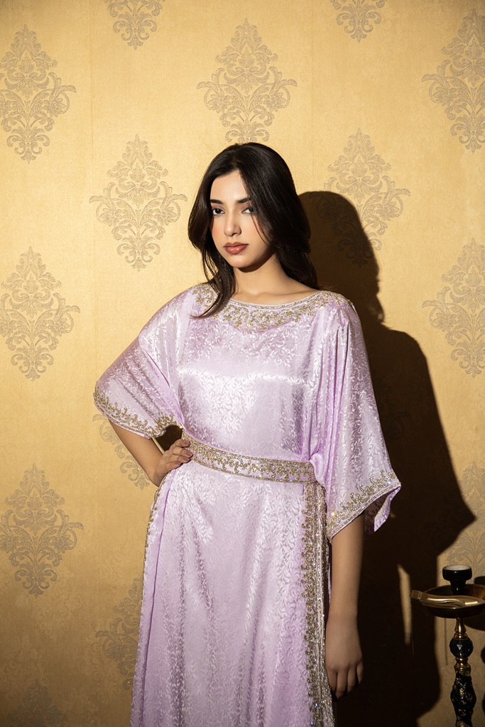 Lilac Side-Border Kaftan