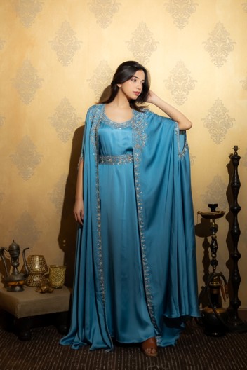 Sapphire Silk Cape Jalabiya