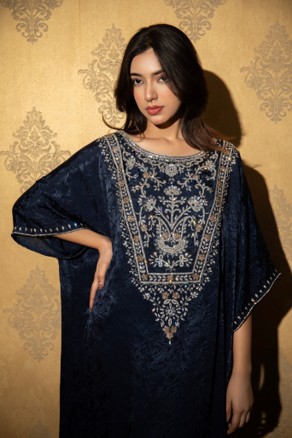Midnight Blue Embroidered Kaftan